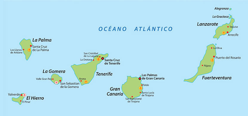Karte der Kanarischen Inseln